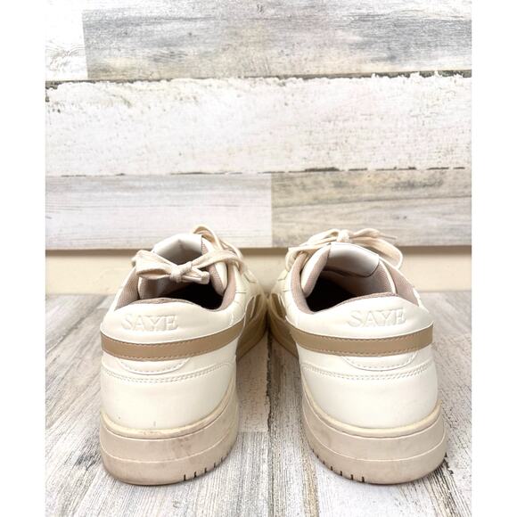 Saye Mens 11.5 Cream Brown M82 Hybrid Vegan Leather Chunky Platform Sneakers main image 5